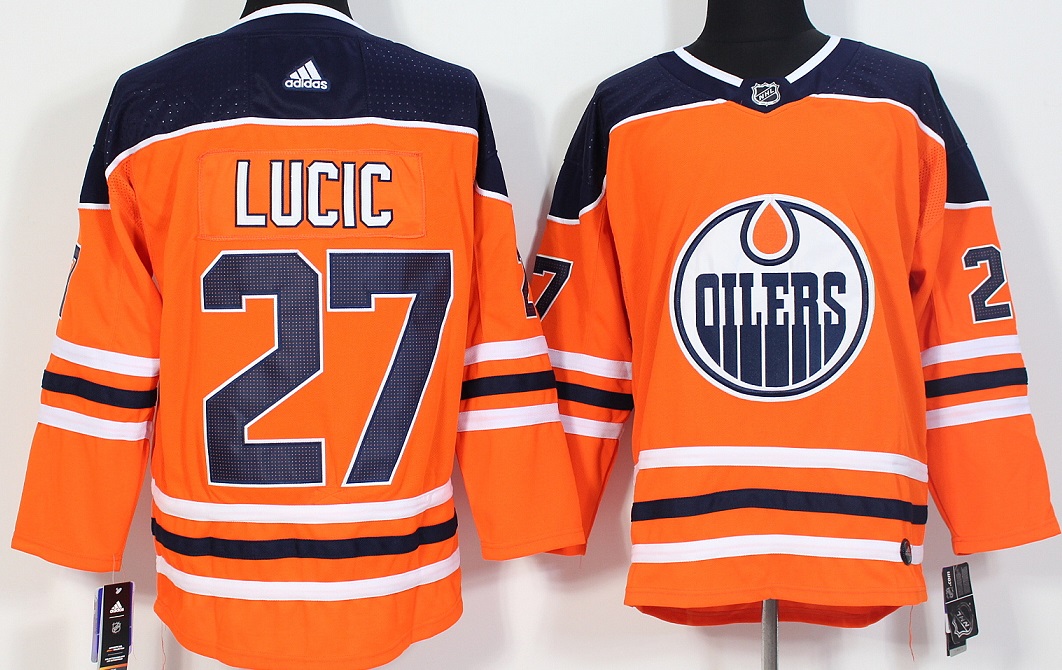 Men Edmonton Oilers #27 Lucic Orange Hockey Stitched Adidas NHL Jerseys->pittsburgh penguins->NHL Jersey